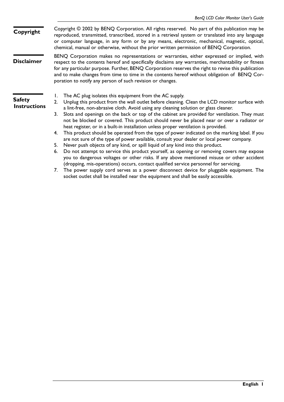 BenQ FP567 User Manual | Page 2 / 43