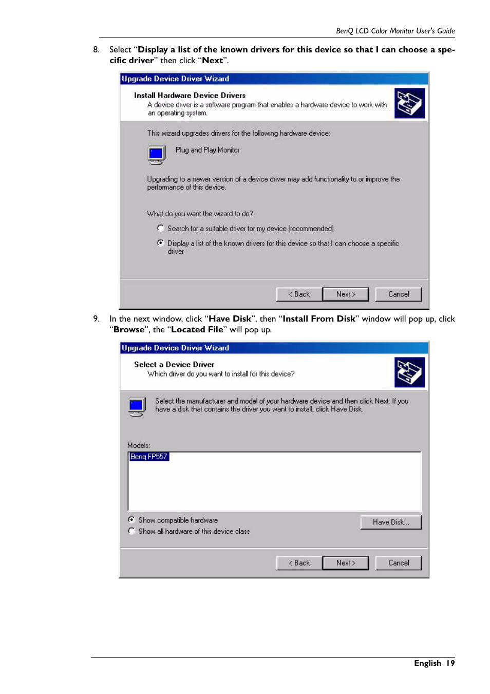 BenQ FP567 User Manual | Page 20 / 43