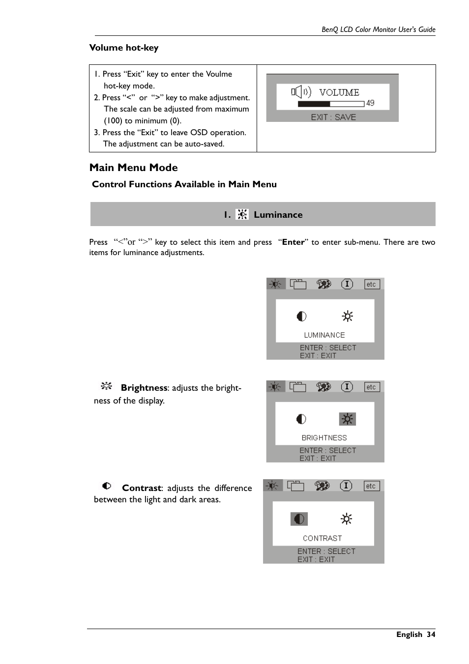 Main menu mode | BenQ FP567 User Manual | Page 35 / 43