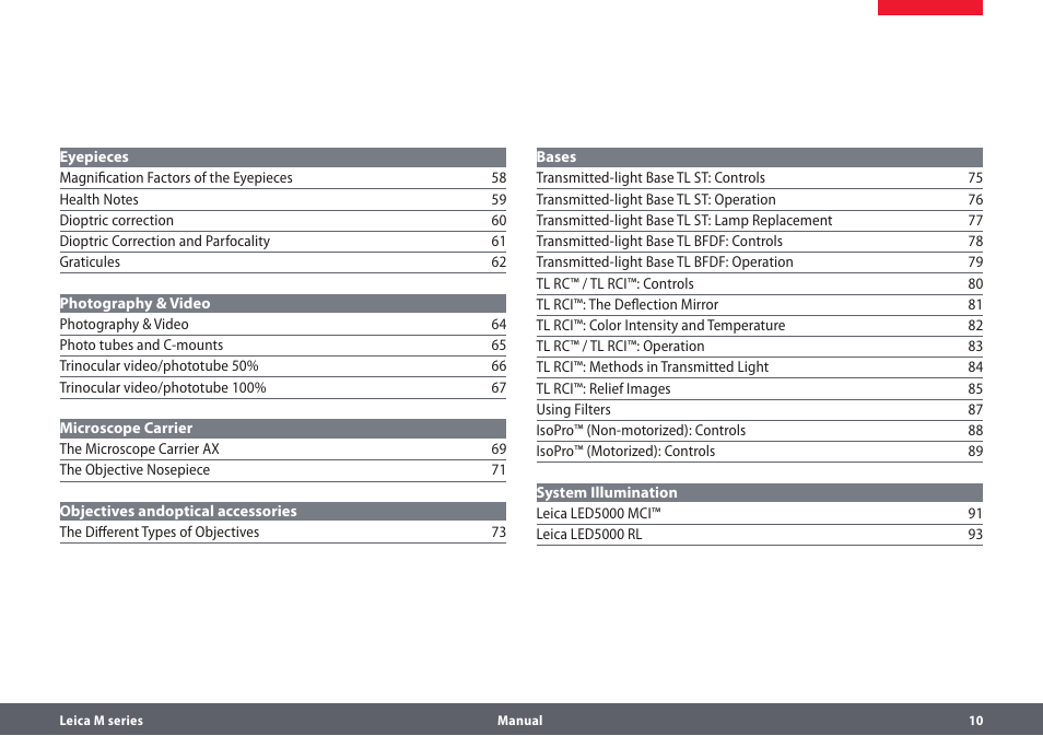 Leica Biosystems M205A User Manual | Page 10 / 114