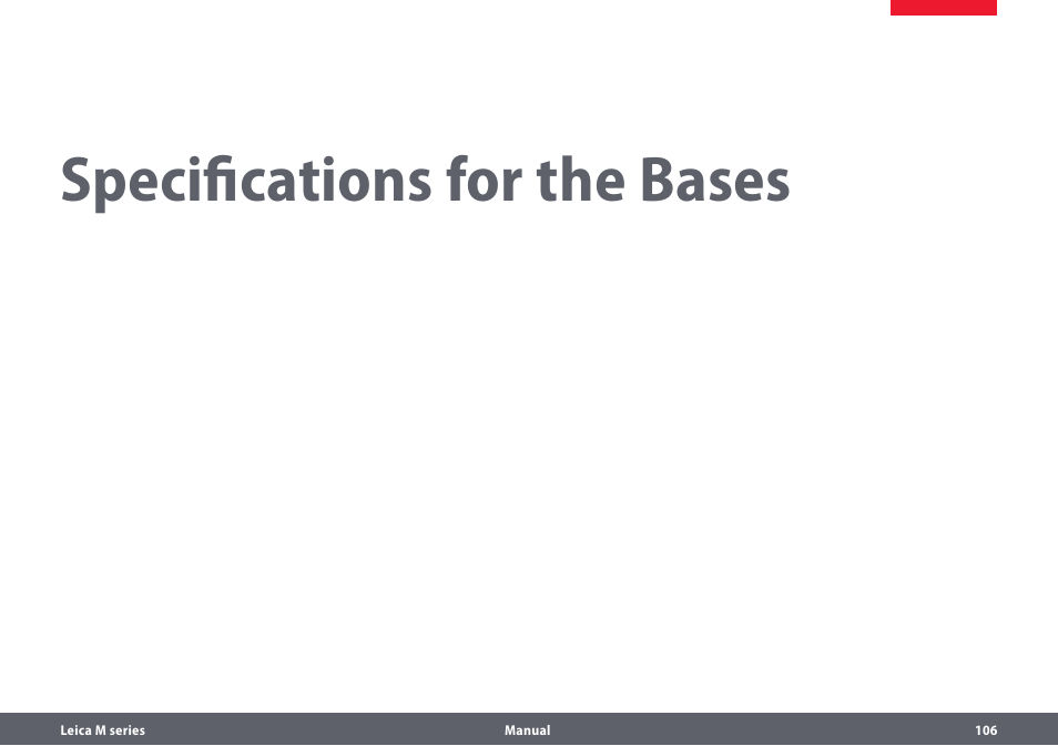 Specifications for the bases | Leica Biosystems M205A User Manual | Page 106 / 114