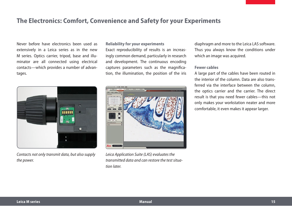 The electronics: comfort, convenience and safety | Leica Biosystems M205A User Manual | Page 15 / 114