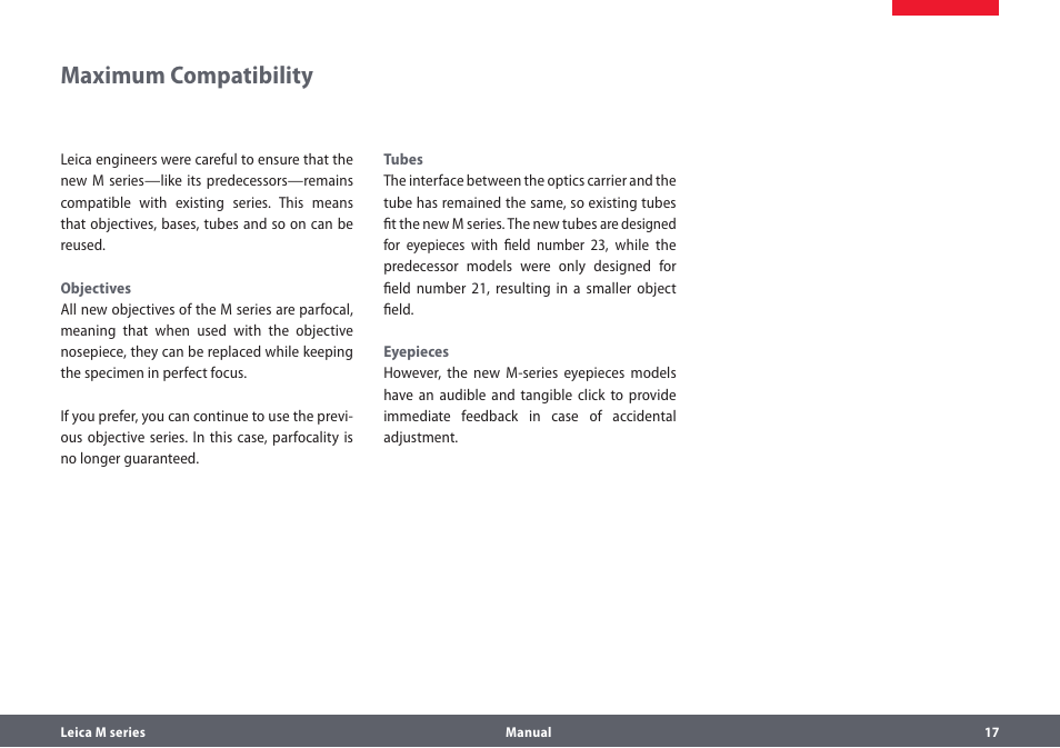 Maximum compatibility | Leica Biosystems M205A User Manual | Page 17 / 114