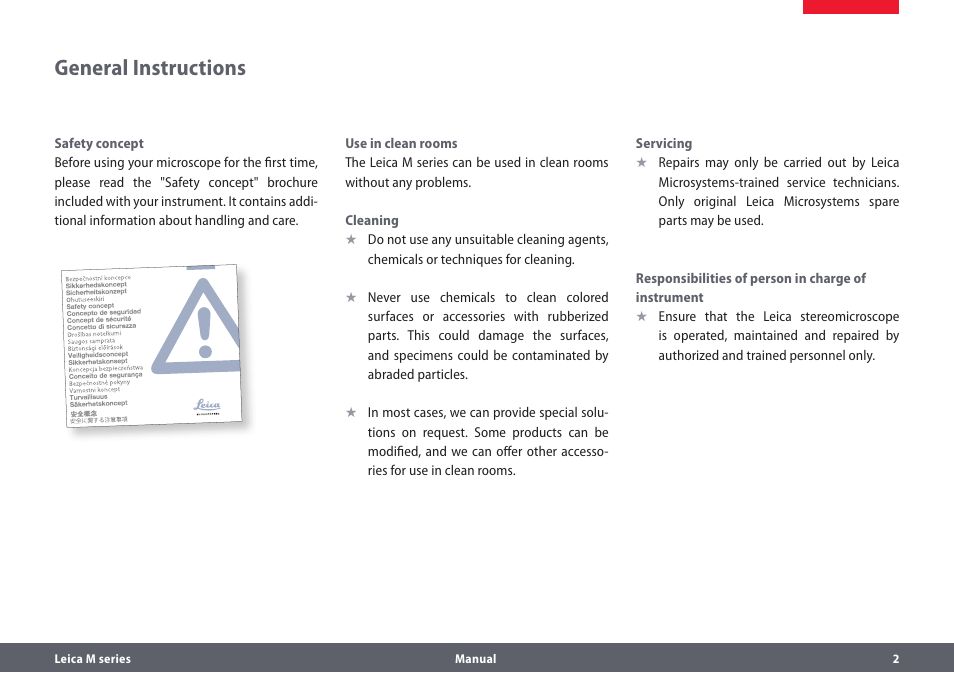 General instructions | Leica Biosystems M205A User Manual | Page 2 / 114