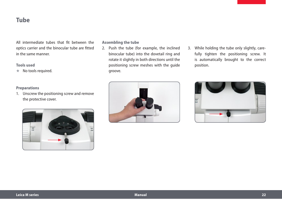 Tube | Leica Biosystems M205A User Manual | Page 22 / 114