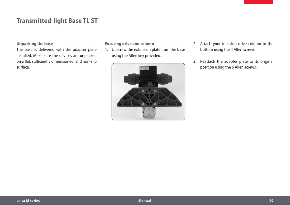 Transmitted-light base tl st | Leica Biosystems M205A User Manual | Page 29 / 114