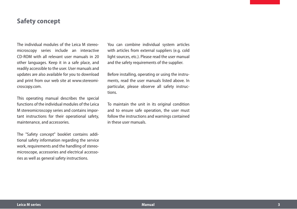 Safety concept | Leica Biosystems M205A User Manual | Page 3 / 114