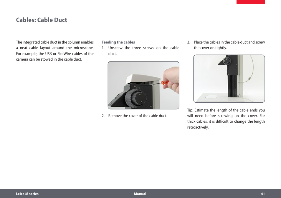 Cables: cable duct | Leica Biosystems M205A User Manual | Page 41 / 114