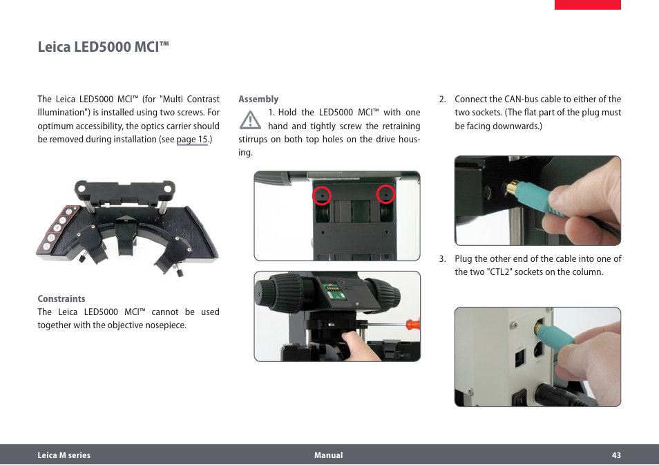 Leica led5000 mci | Leica Biosystems M205A User Manual | Page 43 / 114