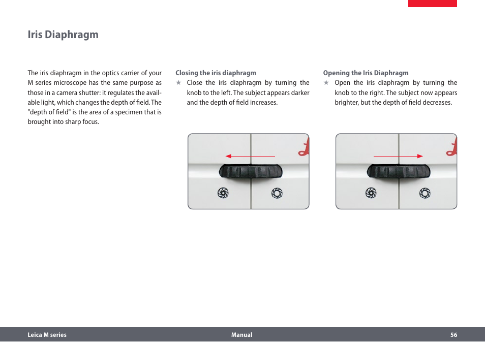 Iris diaphragm | Leica Biosystems M205A User Manual | Page 56 / 114