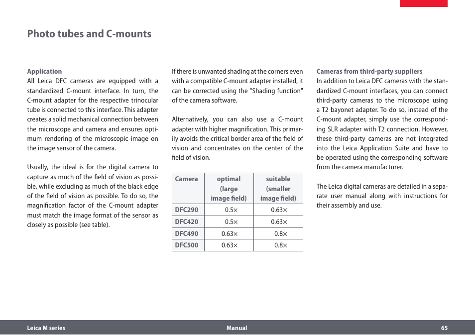 Photo tubes and c-mounts | Leica Biosystems M205A User Manual | Page 65 / 114