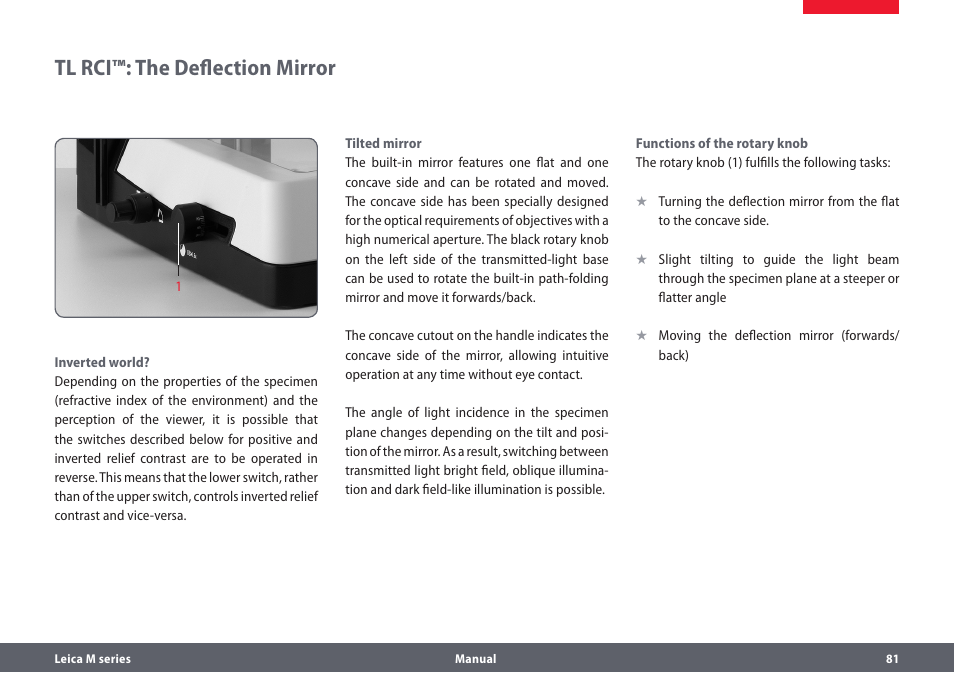 Tl rci™: the deflection mirror | Leica Biosystems M205A User Manual | Page 81 / 114