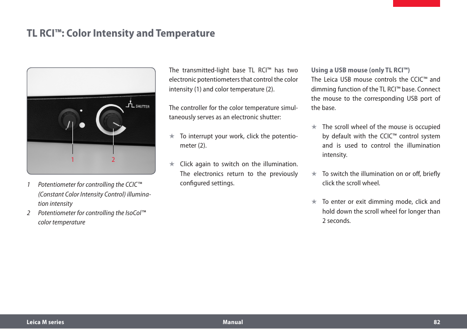Tl rci™: color intensity and temperature | Leica Biosystems M205A User Manual | Page 82 / 114