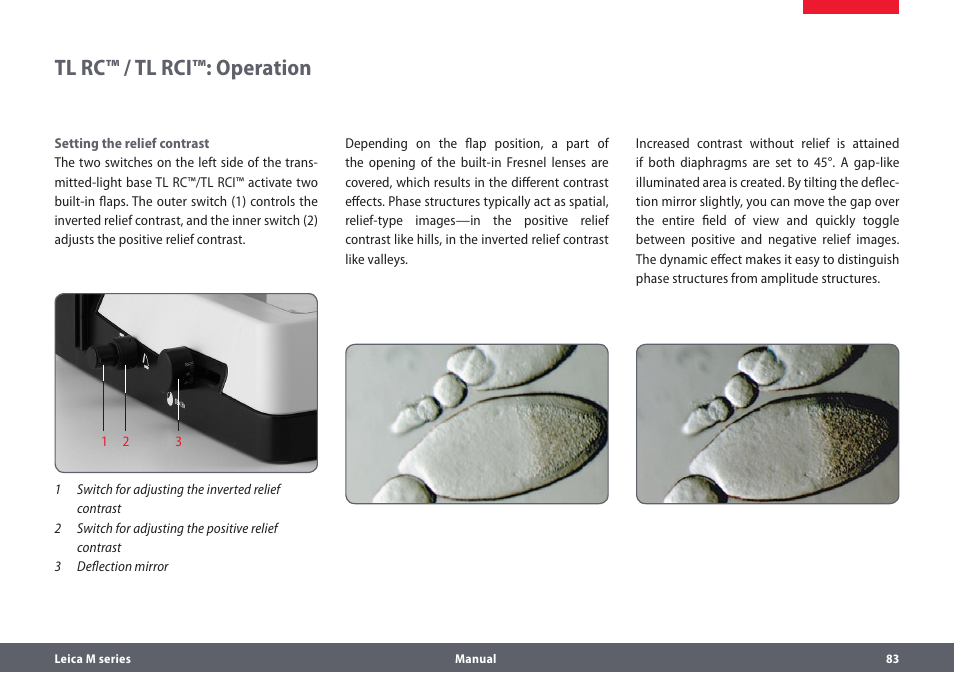 Tl rc™ / tl rci™: operation | Leica Biosystems M205A User Manual | Page 83 / 114