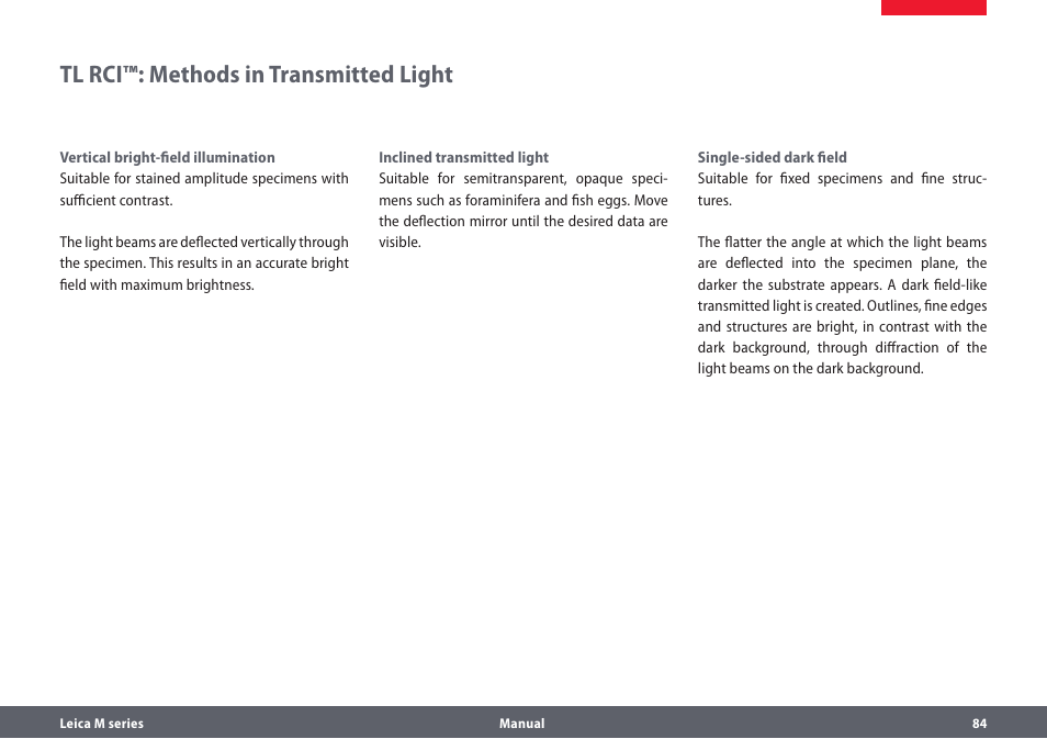 Tl rci™: methods in transmitted light | Leica Biosystems M205A User Manual | Page 84 / 114