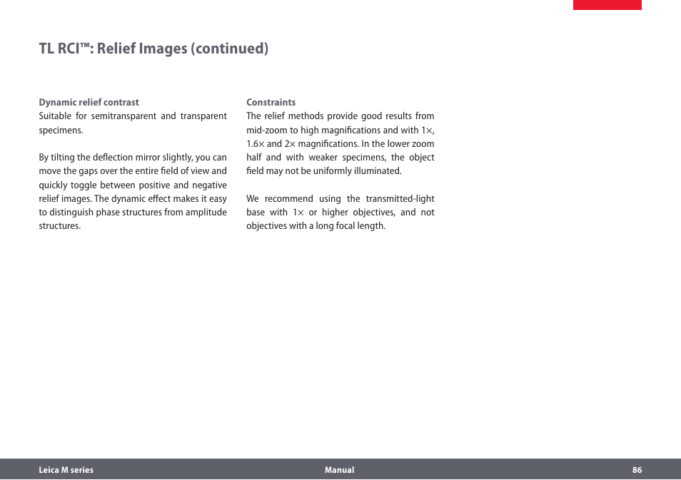 Tl rci™: relief images (continued) | Leica Biosystems M205A User Manual | Page 86 / 114