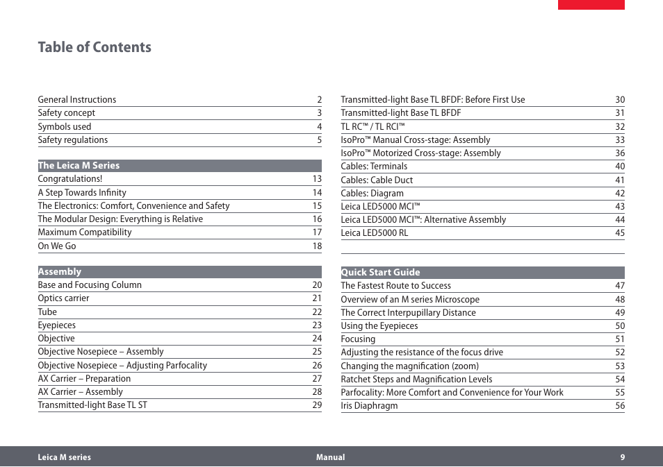 Leica Biosystems M205A User Manual | Page 9 / 114