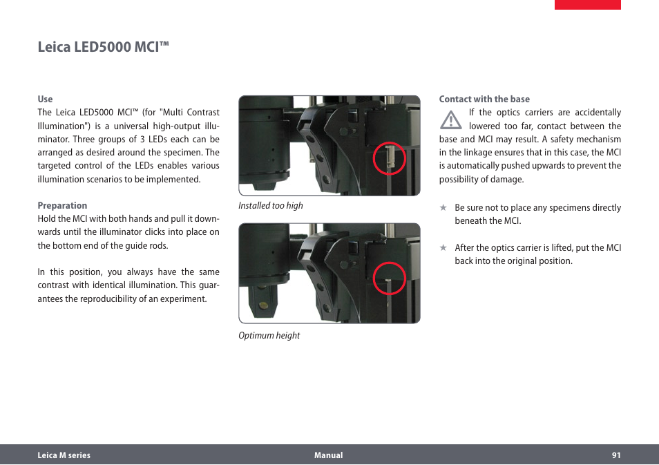 Leica led5000 mci | Leica Biosystems M205A User Manual | Page 91 / 114