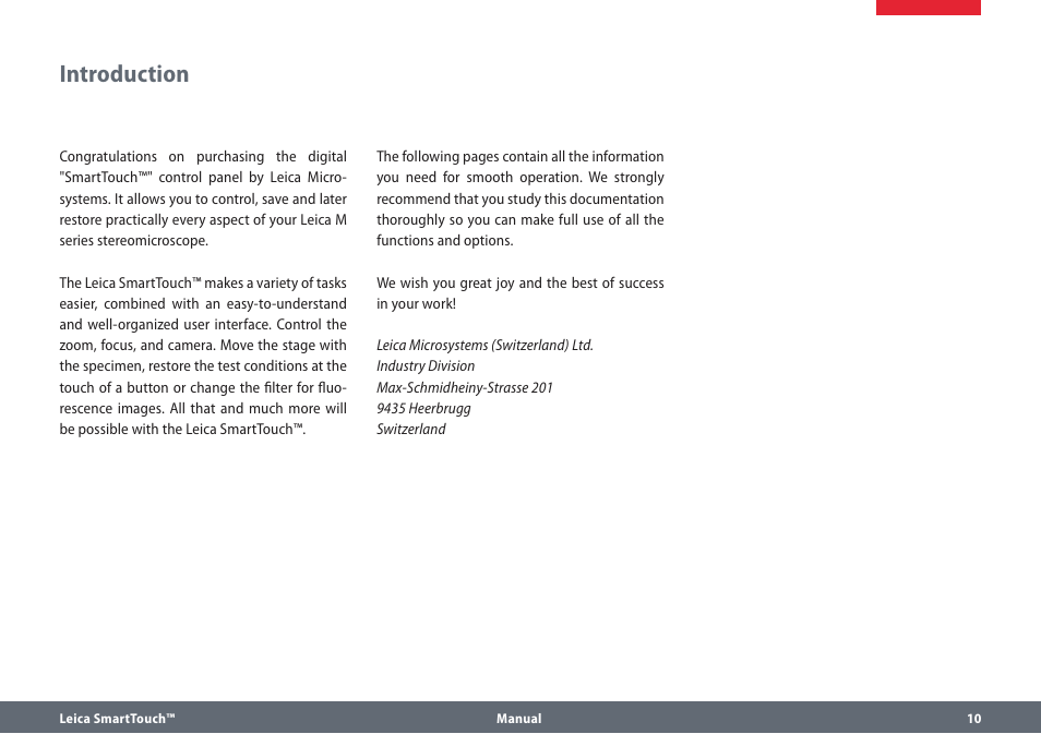 Introduction | Leica Biosystems SmartTouch User Manual | Page 10 / 82