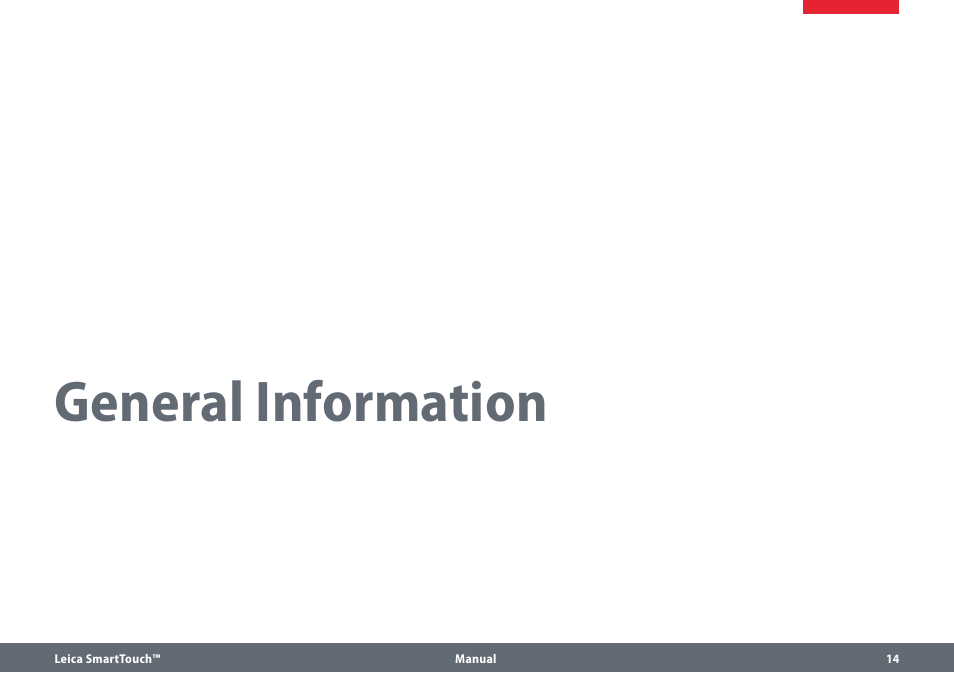 General information | Leica Biosystems SmartTouch User Manual | Page 14 / 82