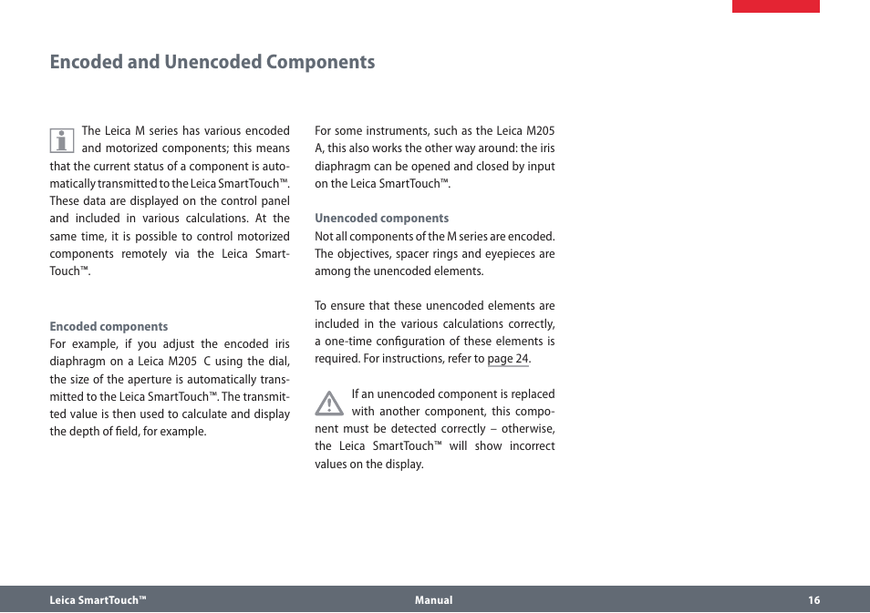 Encoded and unencoded components | Leica Biosystems SmartTouch User Manual | Page 16 / 82