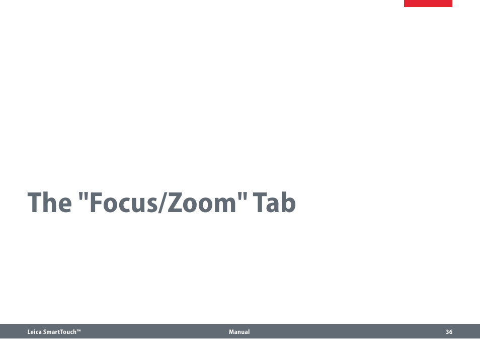 The "focus/zoom" tab | Leica Biosystems SmartTouch User Manual | Page 36 / 82