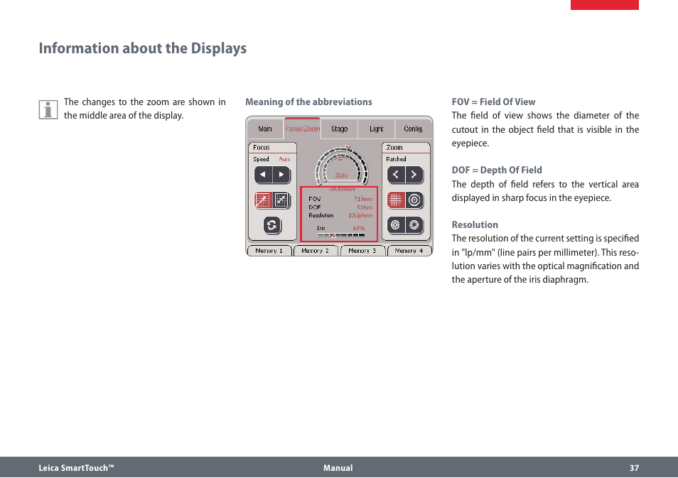 Information about the displays | Leica Biosystems SmartTouch User Manual | Page 37 / 82