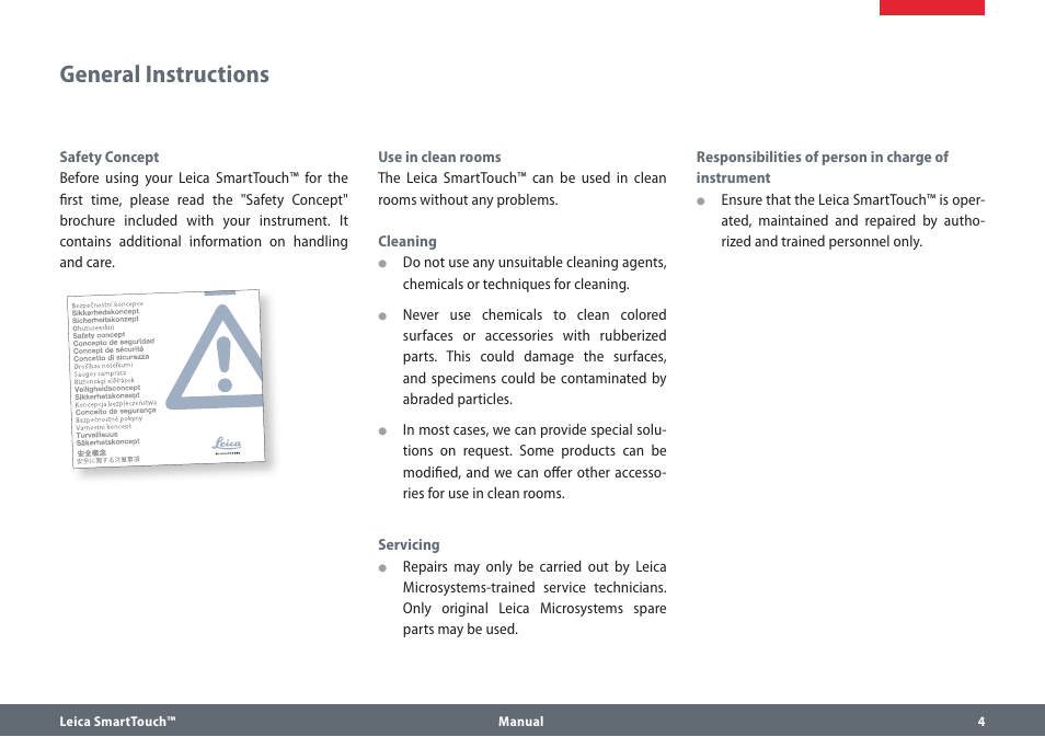 General instructions | Leica Biosystems SmartTouch User Manual | Page 4 / 82