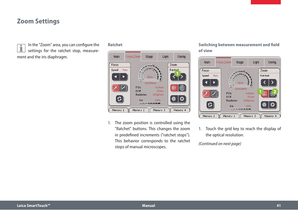 Zoom settings | Leica Biosystems SmartTouch User Manual | Page 41 / 82