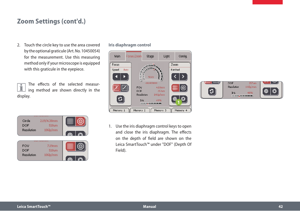 Zoom settings (cont'd.) | Leica Biosystems SmartTouch User Manual | Page 42 / 82