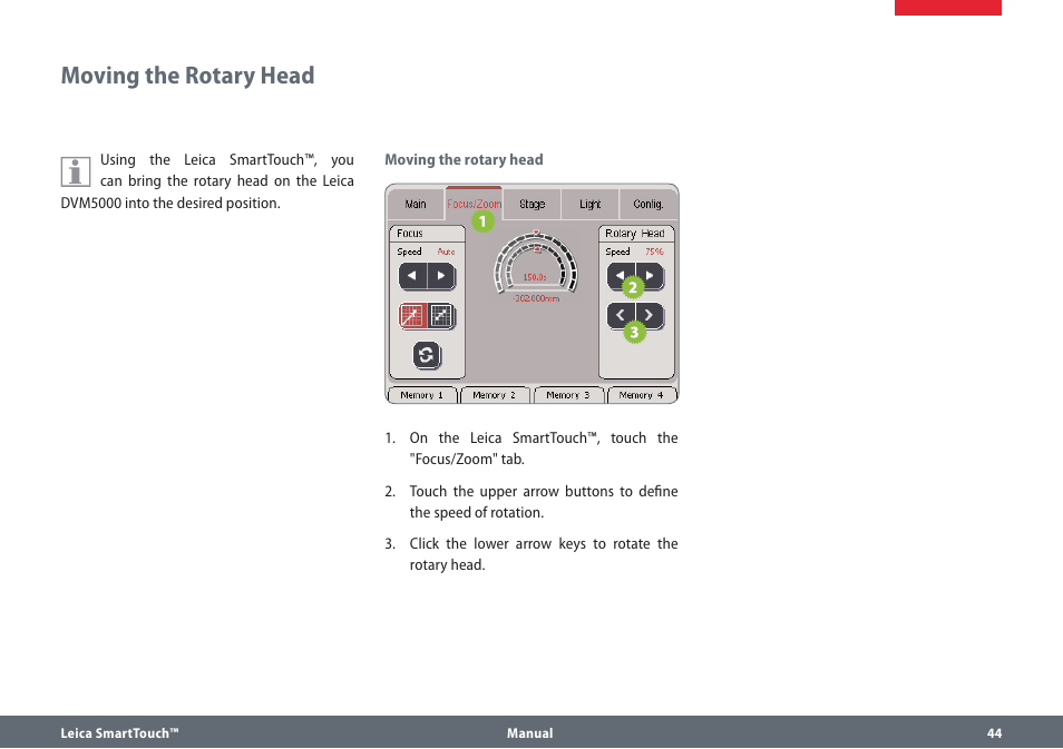 Moving the rotary head | Leica Biosystems SmartTouch User Manual | Page 44 / 82