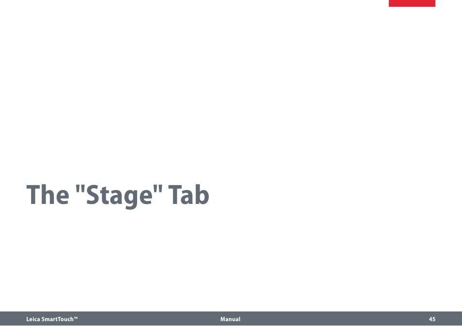 The "stage" tab | Leica Biosystems SmartTouch User Manual | Page 45 / 82