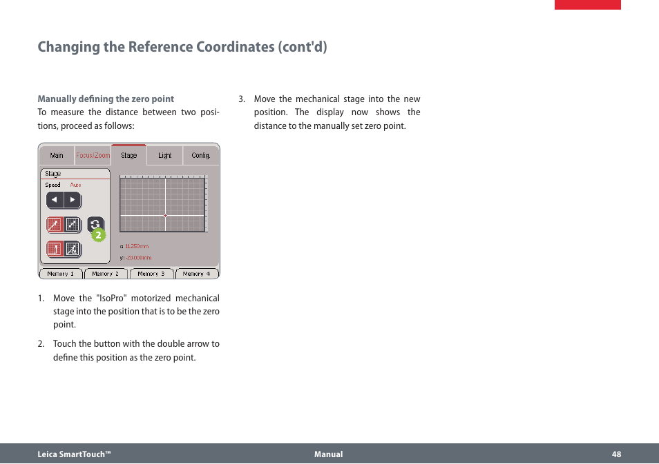 Changing the reference coordinates (cont'd) | Leica Biosystems SmartTouch User Manual | Page 48 / 82