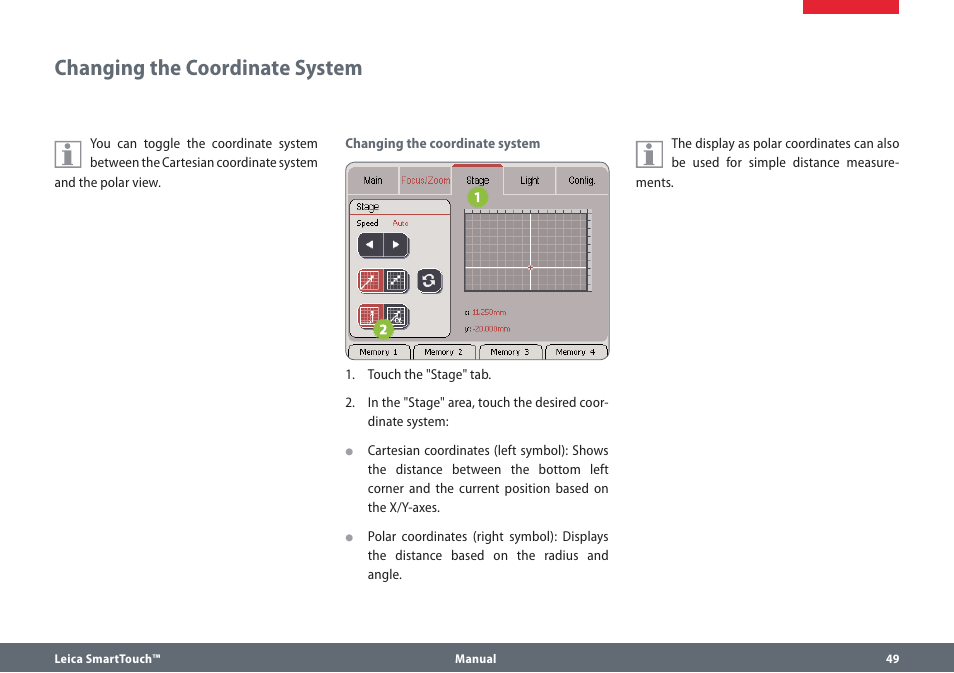 Changing the coordinate system | Leica Biosystems SmartTouch User Manual | Page 49 / 82