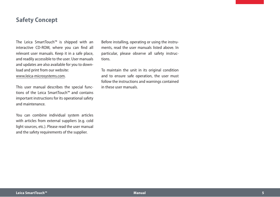 Safety concept | Leica Biosystems SmartTouch User Manual | Page 5 / 82