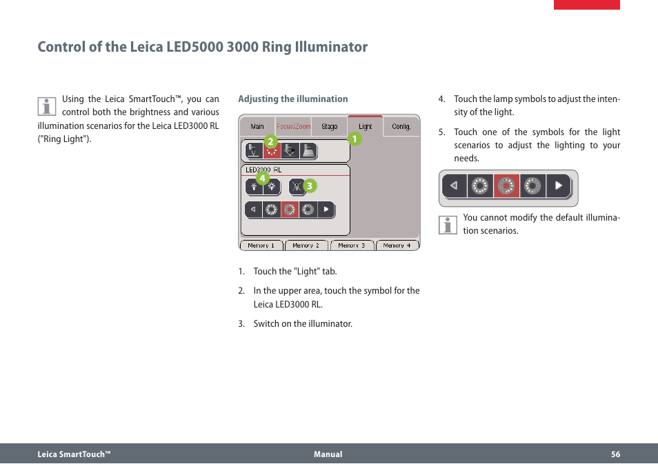 Control of the leica led5000 3000 ring illuminator | Leica Biosystems SmartTouch User Manual | Page 56 / 82