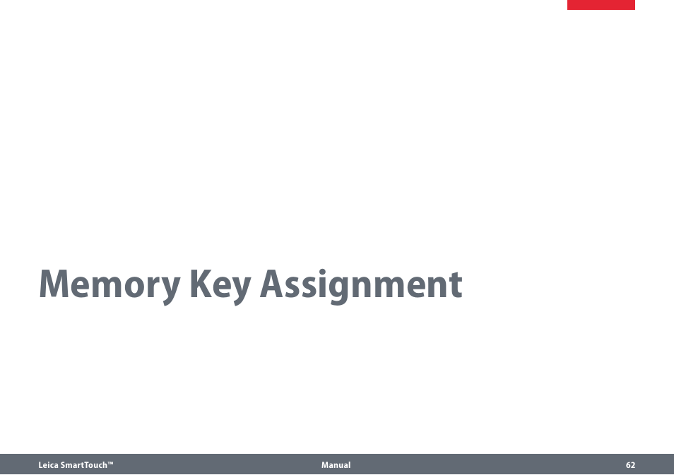 Memory key assignment | Leica Biosystems SmartTouch User Manual | Page 62 / 82