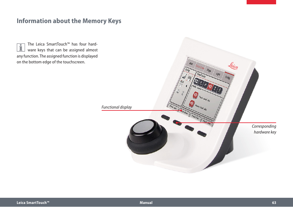 Information about the memory keys | Leica Biosystems SmartTouch User Manual | Page 63 / 82