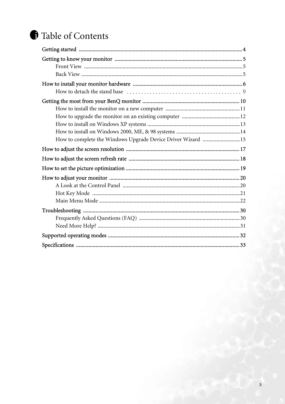 BenQ FP202W User Manual | Page 3 / 34