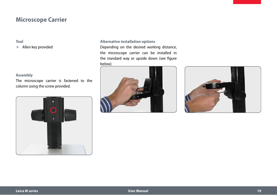 Microscope carrier | Leica Biosystems M80 B User Manual | Page 19 / 56