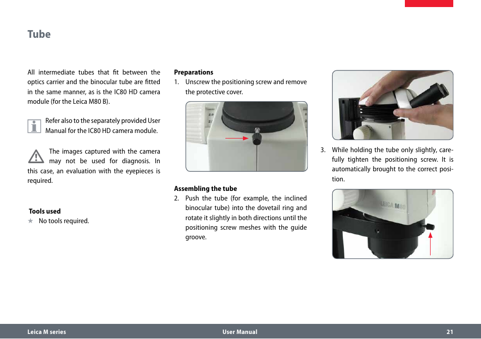 Tube, Tube 21 | Leica Biosystems M80 B User Manual | Page 21 / 56