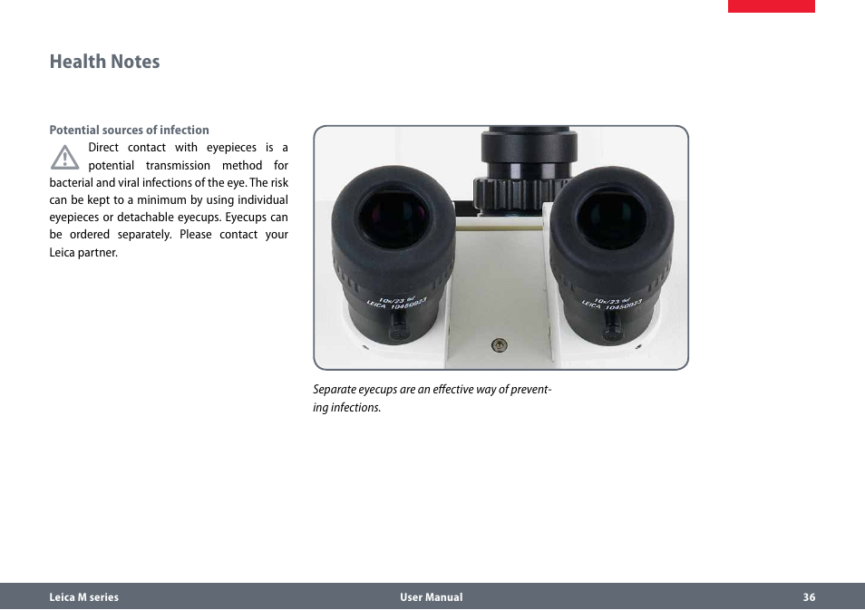 Health notes | Leica Biosystems M80 B User Manual | Page 36 / 56