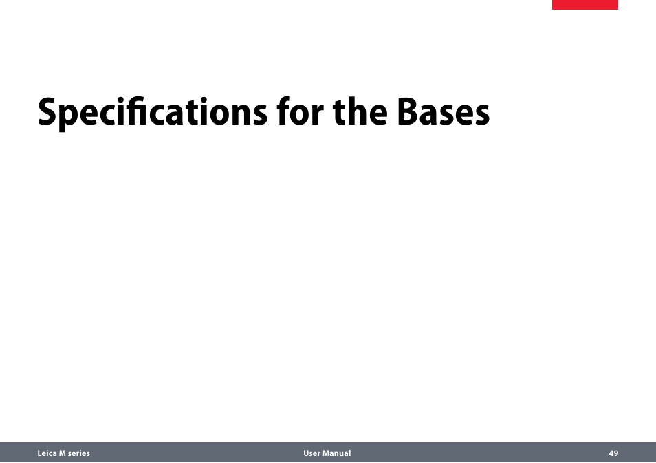 Specifications for the bases | Leica Biosystems M80 B User Manual | Page 49 / 56