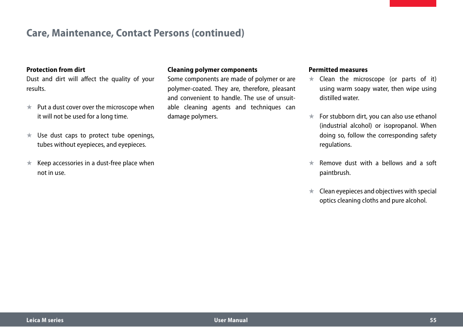 Care, maintenance, contact persons (continued) | Leica Biosystems M80 B User Manual | Page 55 / 56