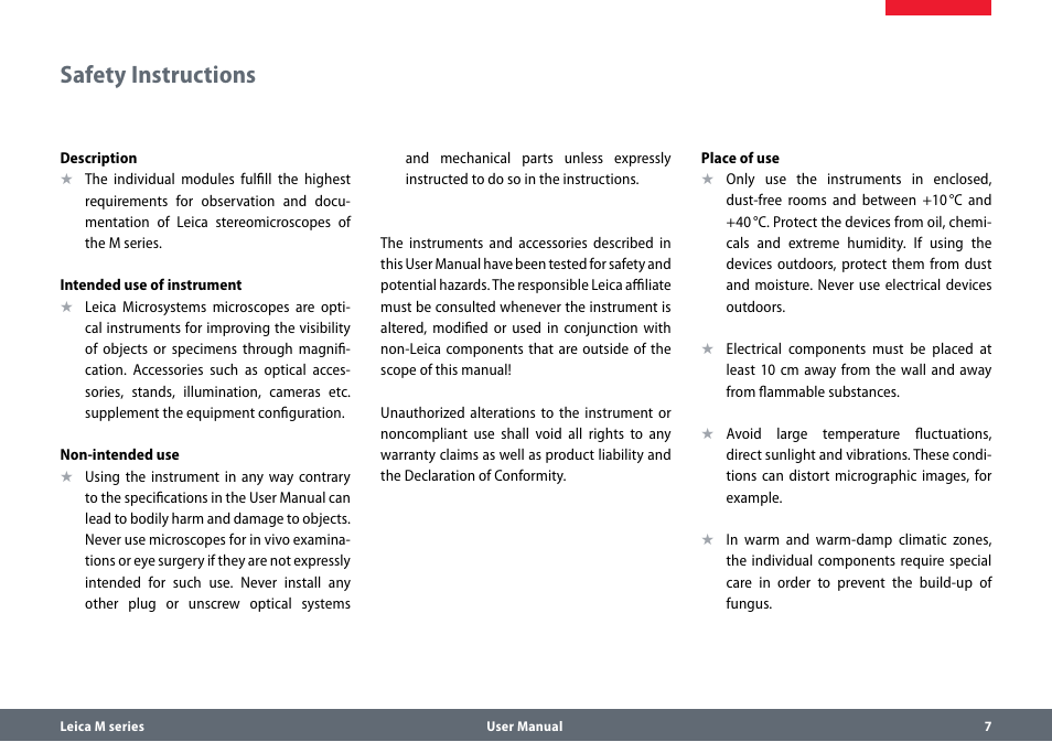 Safety instructions | Leica Biosystems M80 B User Manual | Page 7 / 56