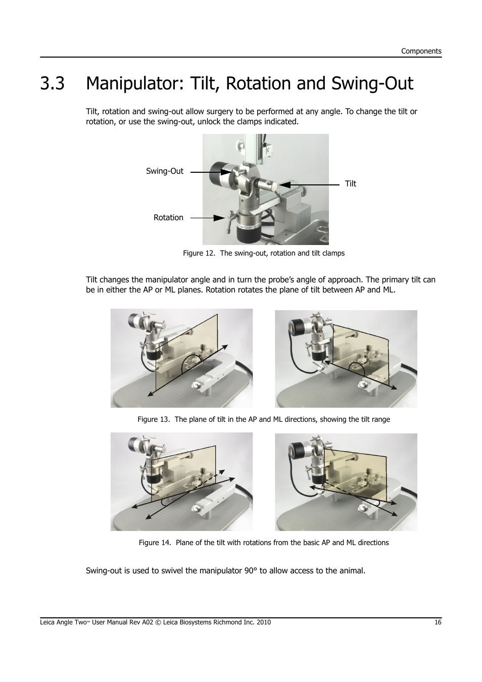 3 manipulator: tilt, rotation and swing-out, Manipulator: tilt, rotation and swing-out, Tor (see “manipulator: tilt, rotation and swing | Leica Biosystems ANGLE TWO User Manual | Page 16 / 50