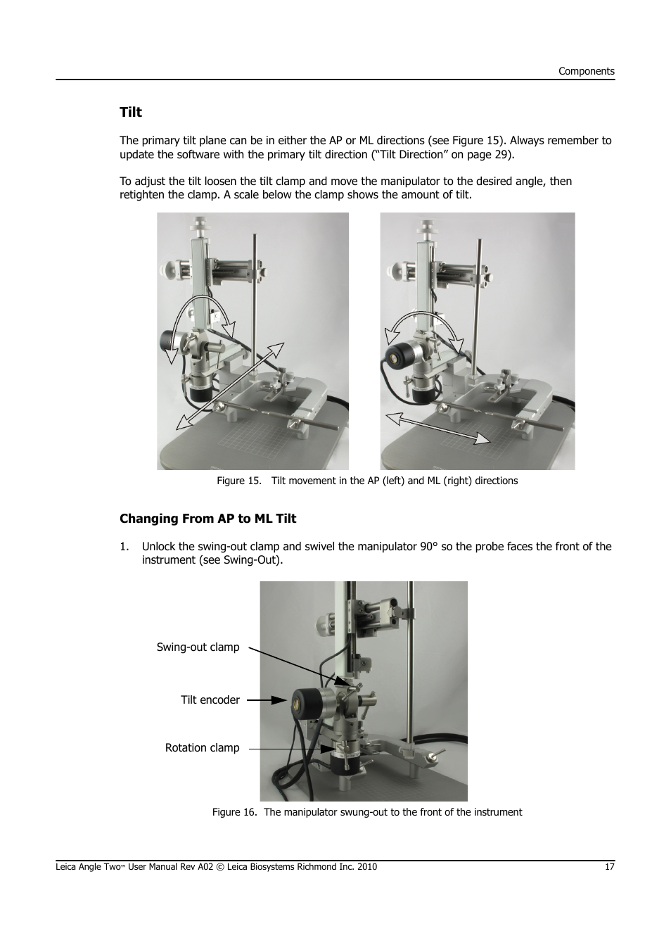 Tilt | Leica Biosystems ANGLE TWO User Manual | Page 17 / 50