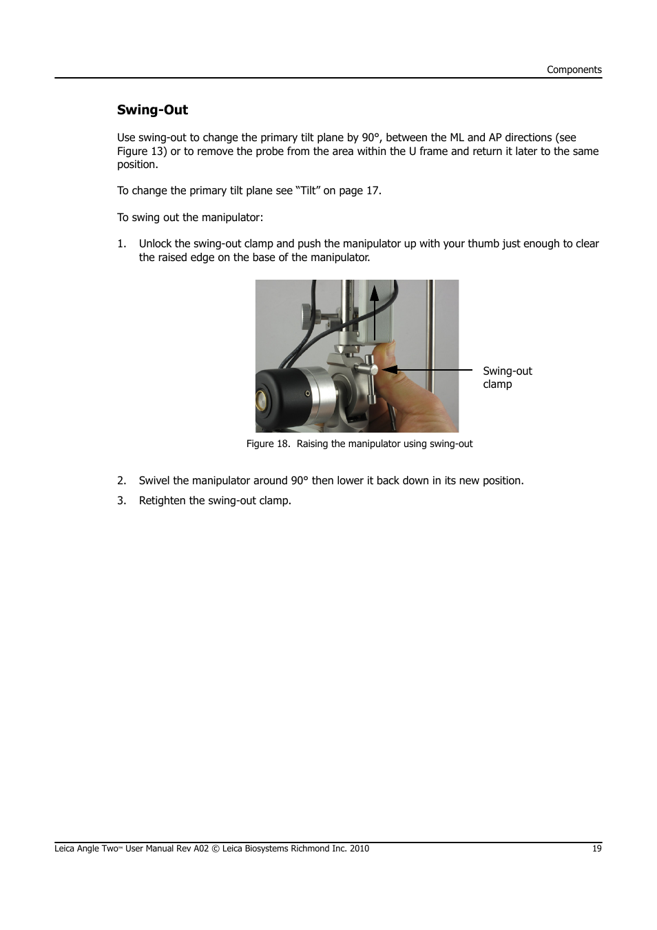 Swing-out | Leica Biosystems ANGLE TWO User Manual | Page 19 / 50