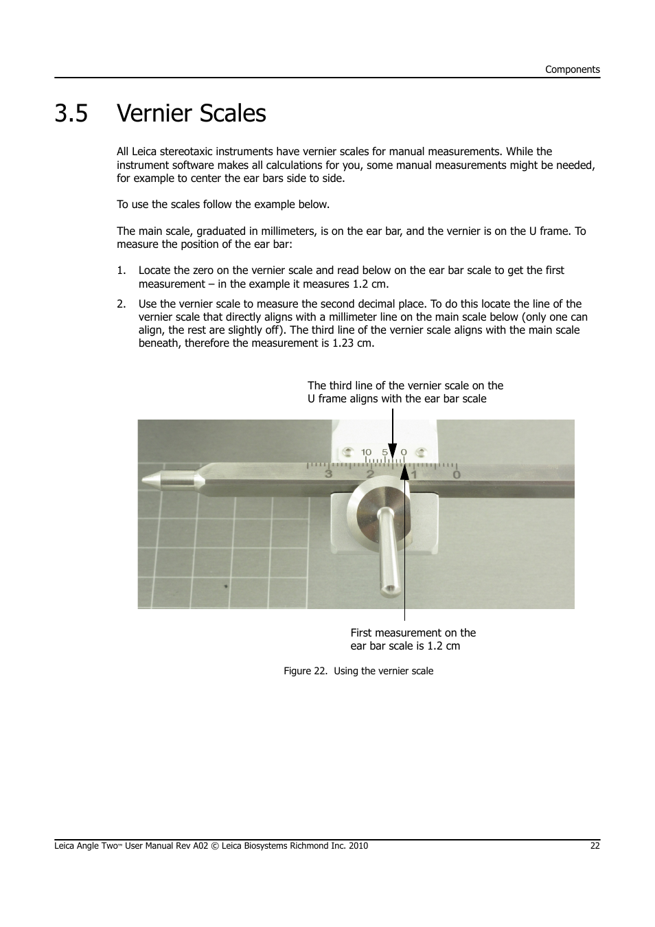 5 vernier scales, Vernier scales | Leica Biosystems ANGLE TWO User Manual | Page 22 / 50