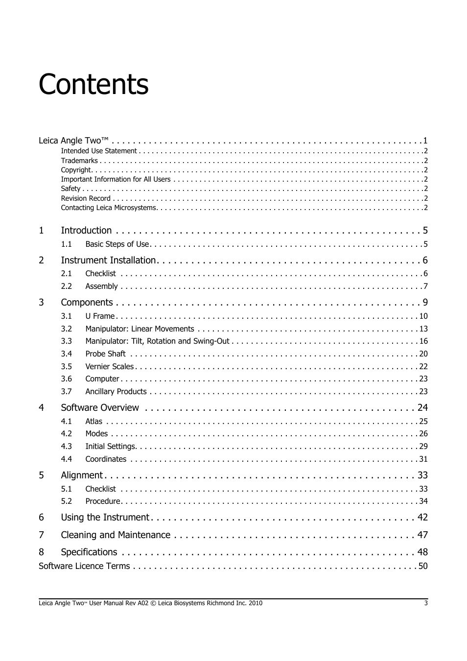 Leica Biosystems ANGLE TWO User Manual | Page 3 / 50